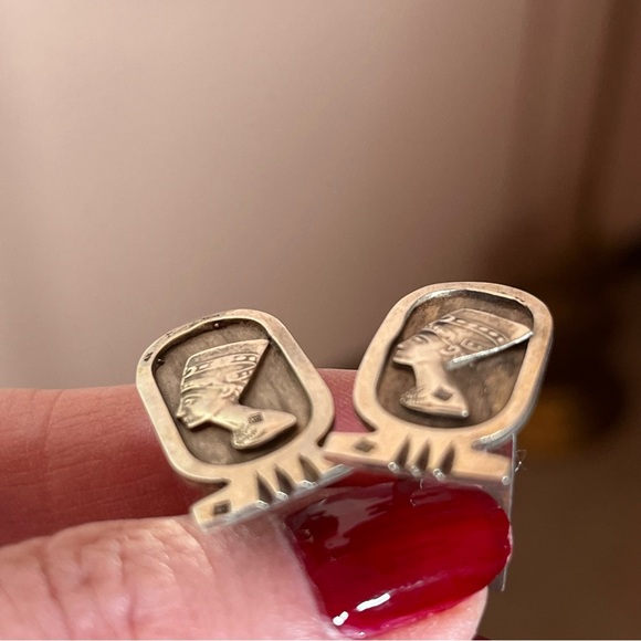 Antique Art Deco Victorian Egyptian Pharaoh Sterling silver Cufflinks - Picture 15 of 17